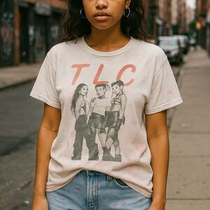 TLC Graphic Band Tee M T-shirt Y2K 90s Retro Pop Culture Cotton Thrashed